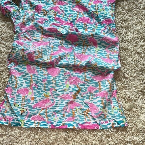 Gretchen Scott Cotton Gauze Tunic Beach Cover Up Pink Flamingos Small S EUC - Picture 14 of 15